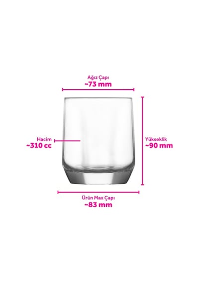 Lav Diamond Cam Viski Bardağı 6'lı 310 ml (Meşrubat/Kokteyl Bardağı )