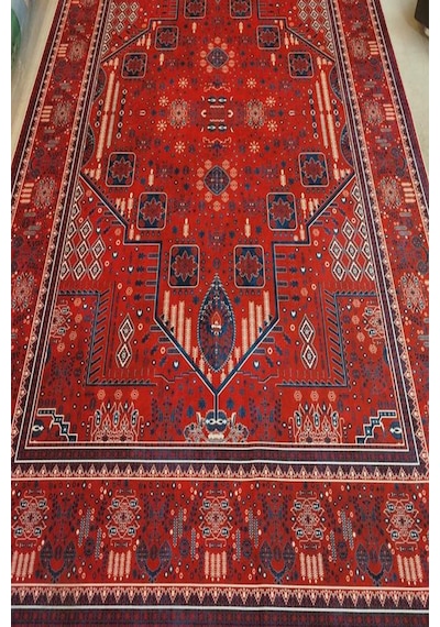 STY Home Bordo Dijital Baskı Halı Kaymaz Tabanlı Yıkanabilir Halı Yolluk Salon Halısı119