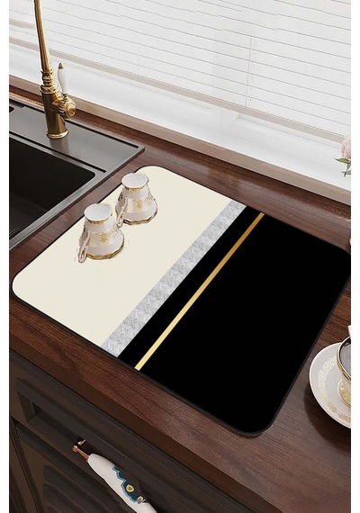 Siyah Modern Microfiber Bulaşık Kurutma Kurulama Matı Mm009
