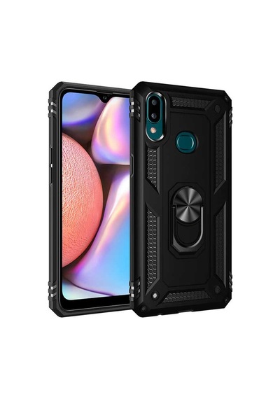 Samsung Uyumlu Galaxy A10s Kılıf Sert Silikon Yüzüklü Stand Özellikli Kapak