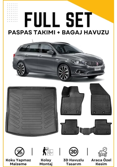Fiat Egea Station Wagon 2022 Model Üst Birebir Uyumlu Bagaj Havuzu+paspas Seti