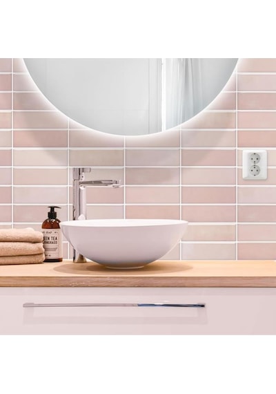 30 30cm Pudra Pembe Renkli Epoksi 1 Adet 3d Yapışkanlı Duvar Kaplama Paneli Mutfak Banyo Salon Ofis Pudra