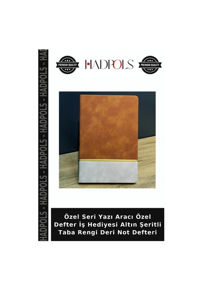 Özel Seri Yazı Aracı Özel Defter İş Hediyesi Altın Şeritli Taba Rengi Deri Not Defteri