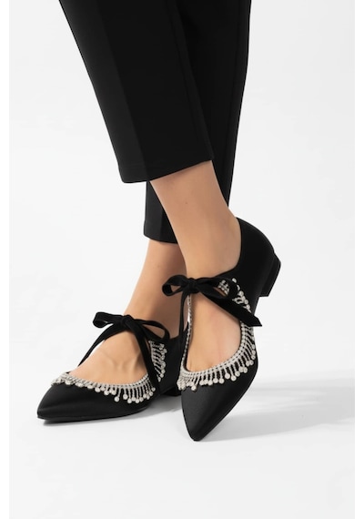 Zenneshoes Eloura Kadın Taşlı Abiye Babet siyah