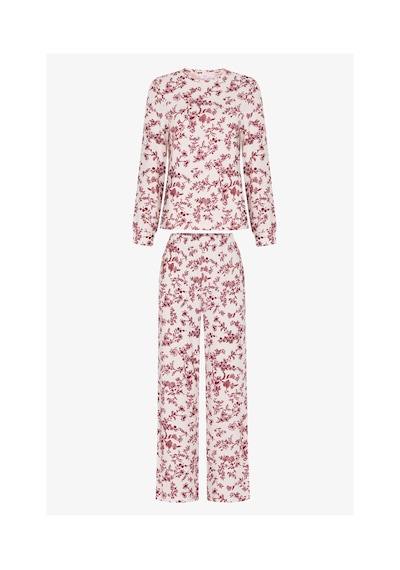 Penti Kırık Beyaz Rahat Çiçekli Uzun Kollu Pantolon Pijama Takımı