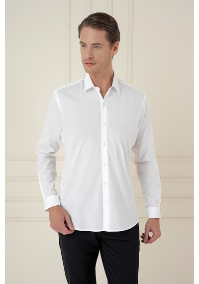 Efor Slim Fit Pamuk Uzun Kol Klasik Beyaz Gömlek Gk 745 Beyaz