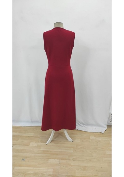 Efnaz Style Kadın Sıfır Kollu Bisiklet Yaka Belden Büzgülü Yırtmaç Detaylı Janjan Krep Elbise Bordo Efnaz Style Kadın Sıfır Kollu Bisiklet Yaka Belden Büzgülü Yırtmaç Detaylı Janjan Krep Elbise Bordo