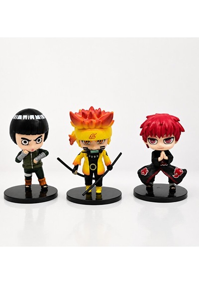 Naruto Uzumaki Gaara Rock Lee 3'lü Anime Koleksiyon Figür Seti 6-7 Cm