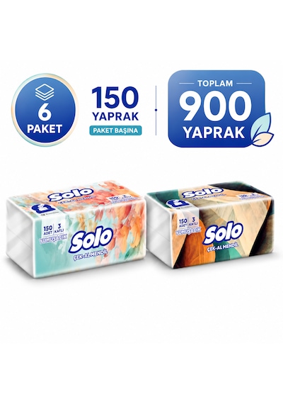 Solo Çek-Al Mendil 6 x 150'li