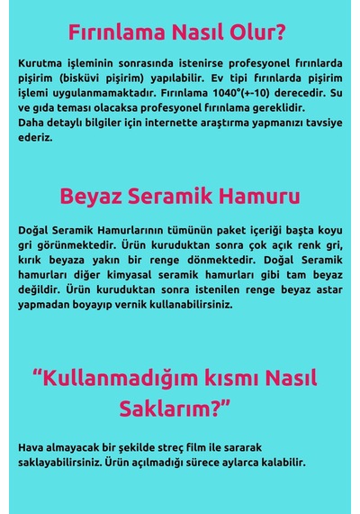 Seramik Hamuru Başlangıç Seti, Kil Çamuru Doğal Oyun Hamuru