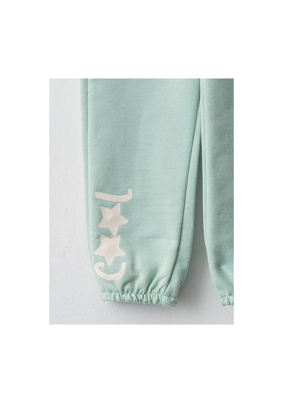 LC Waikiki Lcw Baby Yeşil Beli Lastikli Baskılı Kız Bebek Jogger Eşofman Alt Dull Green