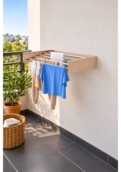 Sehpol Katlanır Çamaşır Kurutma Askılığı 70x35x10 Cm - Bej