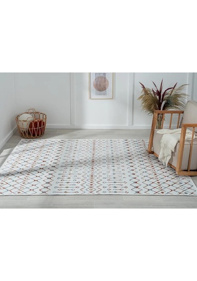 Lenda Ld002a Gri Kilim Renkli Detaylı Ince Antialerjik Kaymaz Taban Makinada Yıkanabilir Salon Halı-101 Renklı