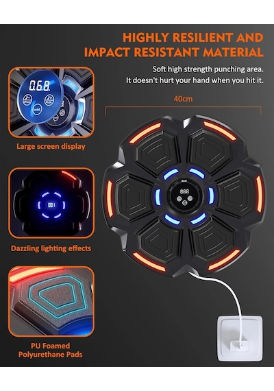 Bluetooth Hoparlör Özellikli Duvar Boks Makinesı 9 Mod Seviye Ayarlı Müzikli Boks Makinesı Çok Renkli