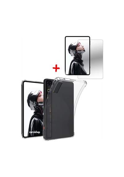 Zte Nubia Redmagic Astra 9.06 İnç Uyumlu Tablet Antishock Silikon Kılıf + Nano Kırılmaz Esnek Ekran Koruyucu Arka Kapak