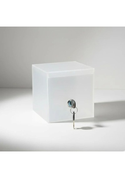 Kare Tipbox - Bahşiş Kutusu Buz Beyaz - 14x14xh13cm