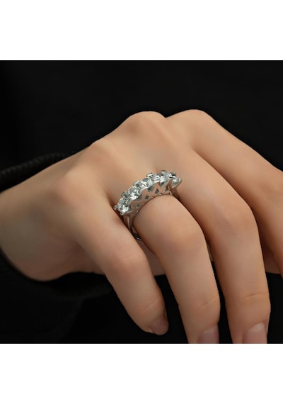 Gümüş Swarovski Zirconia Taşlı Beştaş Yüzük
