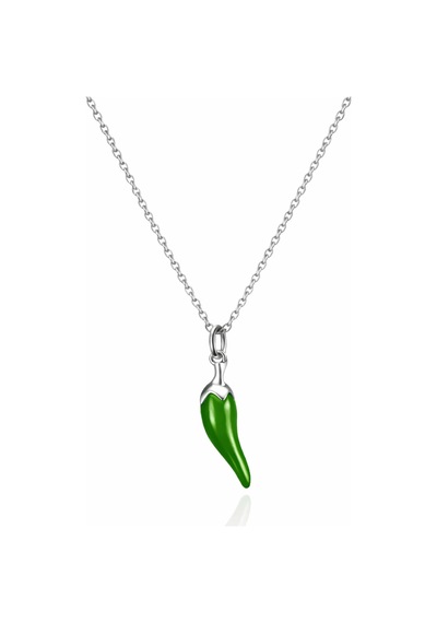 Çekirdekjewelry 925 Ayar Gümüş Yeşil Biber Kolye Minimal Şık Tasarım Kadın Kolye Gümüş