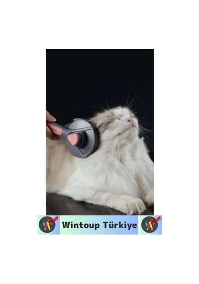 Wintoup Ergonomik Kaymaz Uzun Kısa Tüy Tüm Irklar İçin Kendini Temizleyen Otomatik Tuşlu Kedi Köpek Tarağı