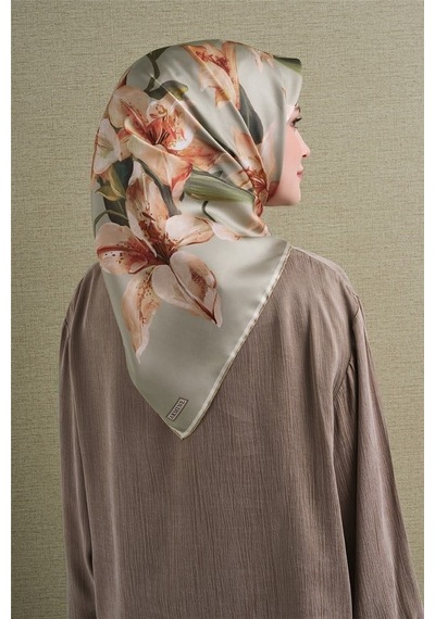 Armine İpek Eşarp 2027 Kış - 9620-34 Soft Yeşil Twill Pudra