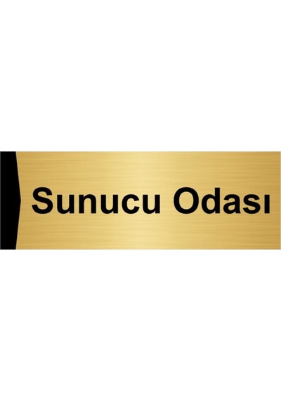 Sunucu Odası 10x20cm Altın Renk Metal Yönlendirme Levhası