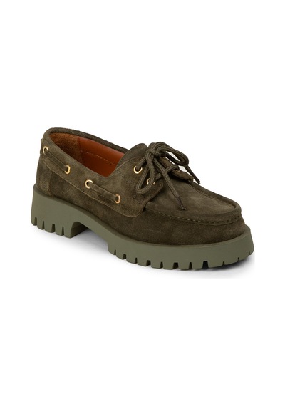 Deery Kadın Hakiki Süet Yeşil Marin Loafer - 02036zyslc01