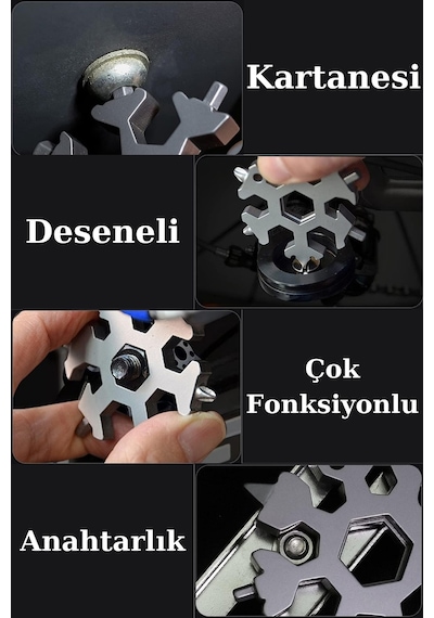 Tornavida Çok Fonksiyonlu Kar Tanesi Desenli Vida, Soda Kapağı