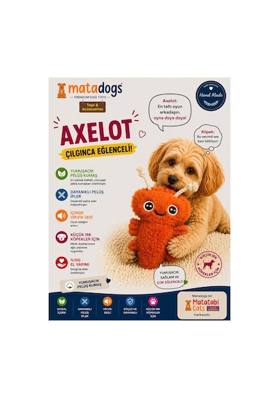Matadogs Axelot Sesli ,ipli, Peluş Köpek Oyuncağı
