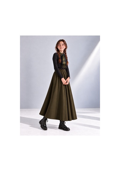 Angel&co. Girls Clothing Modest Uzun Kız Çocuk Mevsimlik Etek - Haki - 791131271 Haki