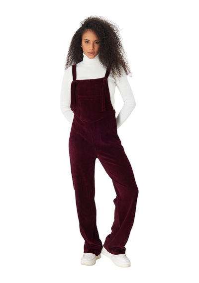 Palena Plnl6111 - Kadife Örme Salopet Bordo