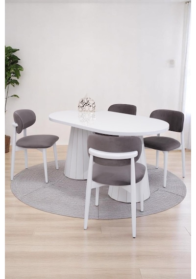 Bohem Norte Lak Panel Açılır Yemek Masa Sandalye Takımı 90x160cm