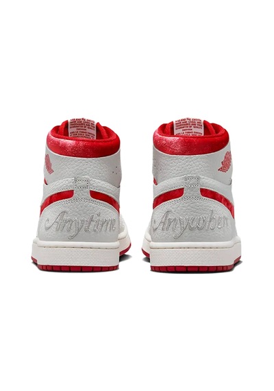 Nike Air Jordan 1 Zoom Air Mid Sneaker Hakiki Deri Bilekli Spor Ayakkabı Gri Kırmızı