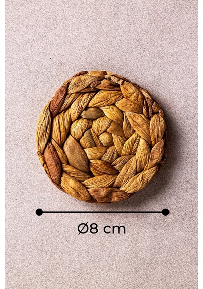 Nice - 6'lı Hasır Yuvarlak Bardak Altlığı 8 cm