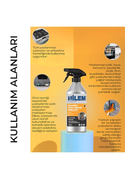 Nilem Profesyonel Paslanmaz Çelik Ve Ankastre Temizleyici 750 ML