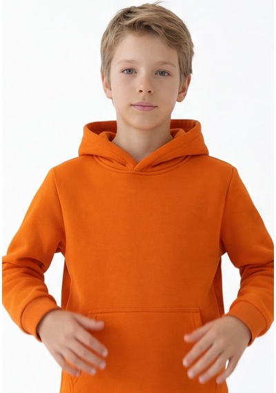 Esila Kids Çocuk Eşofman Takımı Kapüşonlu 3 İp 5-10 Yaş Turuncu