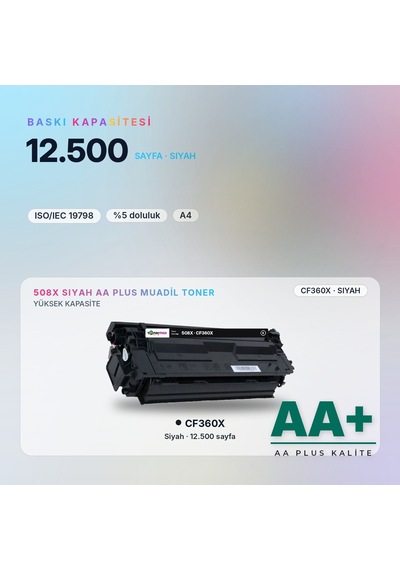 Hp 508x Cf360x Siyah Uyumlu Toner Aa Plus / Color Laserjet Enterprise M552 / M553 / Mfp M577