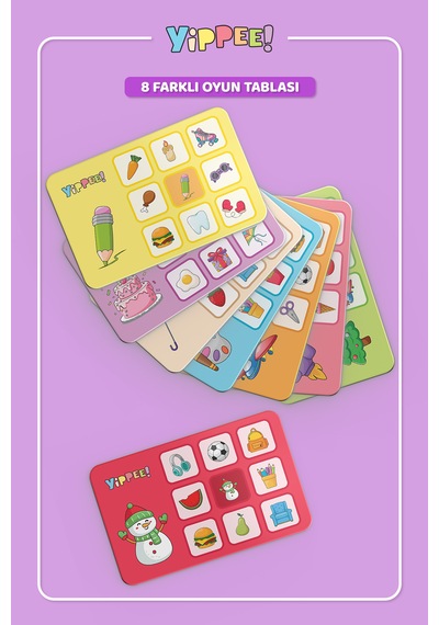 Çocuk Tombala Karma Temalı Ham Bez Kese 8 Tabla 40 Pul 60 Parça