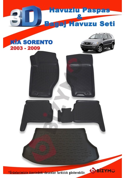 Kia Sorento 2003-2009 Paspas Ve Bagaj Havuzu Seti Siyah
