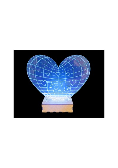 Şeffaf İlizyon Led Gece Lambası Love Kalp Görseli 18x20 Cm