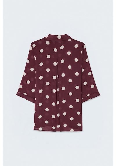 Sateen Puantiye Desenli Gömlek - Bordo-137750