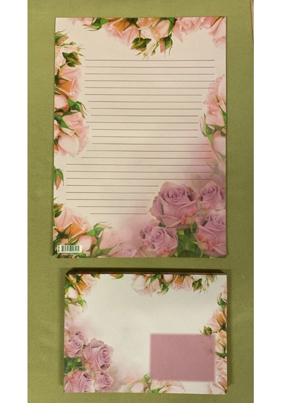Çiçek Desenli Mektup Kağıdı Ve Zarf Seti - 10 Farklı Tasarım Vintage & Modern Floral Yazışma Seti