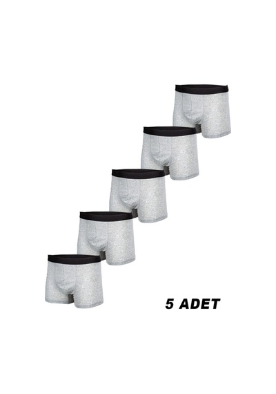 Nacar Store 5'li Erkek Gri Pamuklu Likralı Boxer
