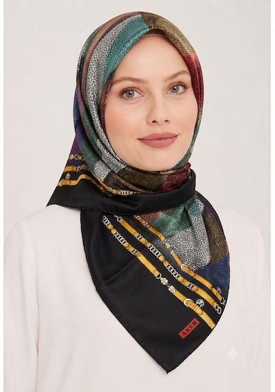 Aker Saf Twill İpek Eşarp -6592 Çok Renkli