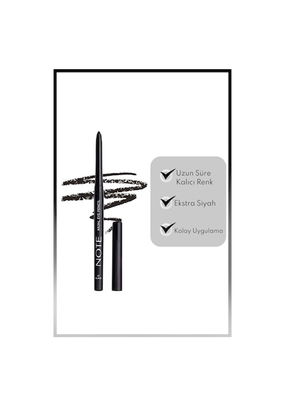 Note Cosmetique Kajal Eye Pencil Waterproof Asansörlü Suya Dayanıklı Göz Kalemi - 01 Black - Siyah