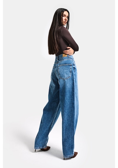 Itsbasic Kadın Mavi Cindy 4s6-4 Skater Fit Bol Kesim %100 Koton Denim Jean