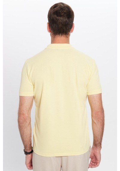 Tudors Erkek Slim Fit Dar Kesim Pamuklu Yumuşak Dokulu Serin Tutan Kumaş Düz Pike Polo Yaka Tişört-31627 Sari Sarı