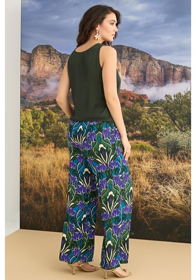 Monamise Kadın Çiçek Desenli 3'lü Pijama Takımı 23136-yeşil Yeşil
