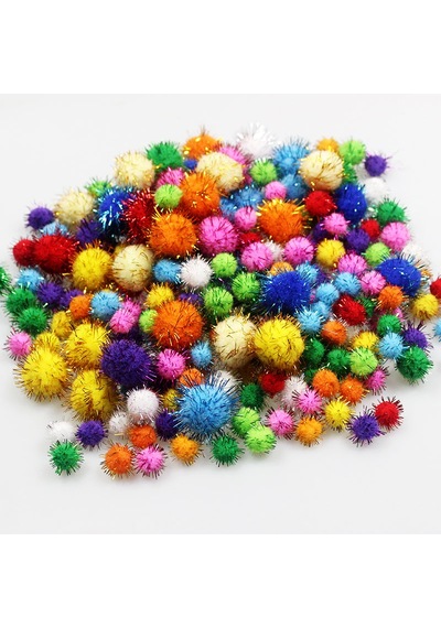 100 Adet. Simli Ponpon. 10 Mm. Renkli Peluş Ponpon. Minik  Ponpon.