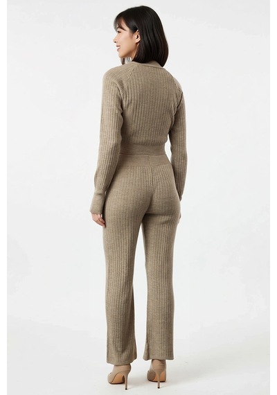 Benerly Kadın Fitilli Reglan Kollu Crop Kazak Pantolon Takımı Bisiklet Ya Vizon Benerly Kadın Fitilli Reglan Kollu Crop Kazak Pantolon Takımı Bisiklet Ya Vizon