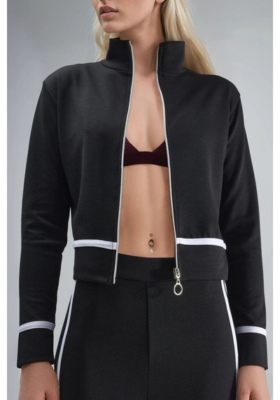 Hiccup Modal Dokulu Fermuarlı Sweatshirt Ve İspanyol Paça Pantolon İkili Takım Berşan Collection Siyah Hiccup Modal Dokulu Fermuarlı Sweatshirt Ve İspanyol Paça Pantolon İkili Takım Berşan Collection Siyah